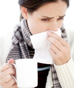 Woman with a cold or flu